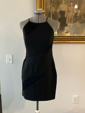 Vintage Luxury Little Black Mini Dress with Two Tone Swirl